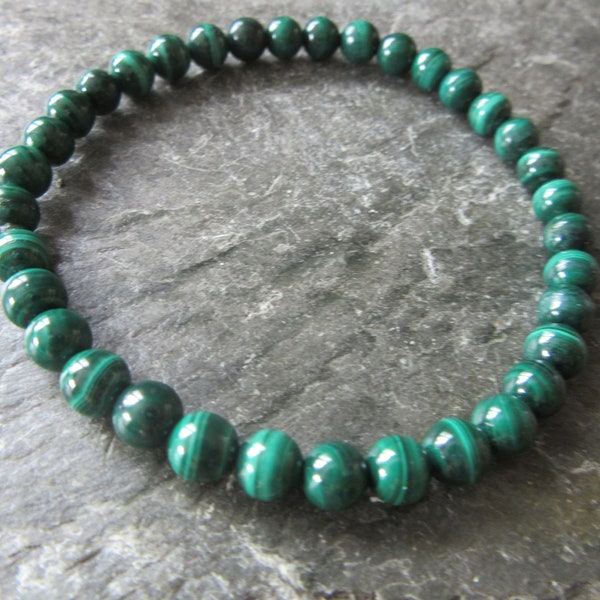 The simple malachite bracelet! Stretch bracelet natural green malachite 5mm (genuine stone) Reiki infused