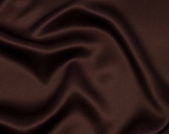Dark Brown Silk Charmeuse, Chocolate Brown Silk Fabric, Fabric by the Yard, Silk Charmeuse Fabric