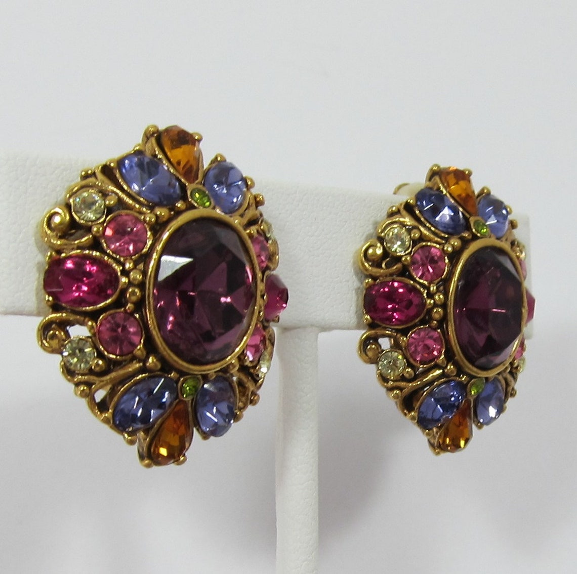 Joan Rivers Earrings with MultiColored Rhinestones Etsy