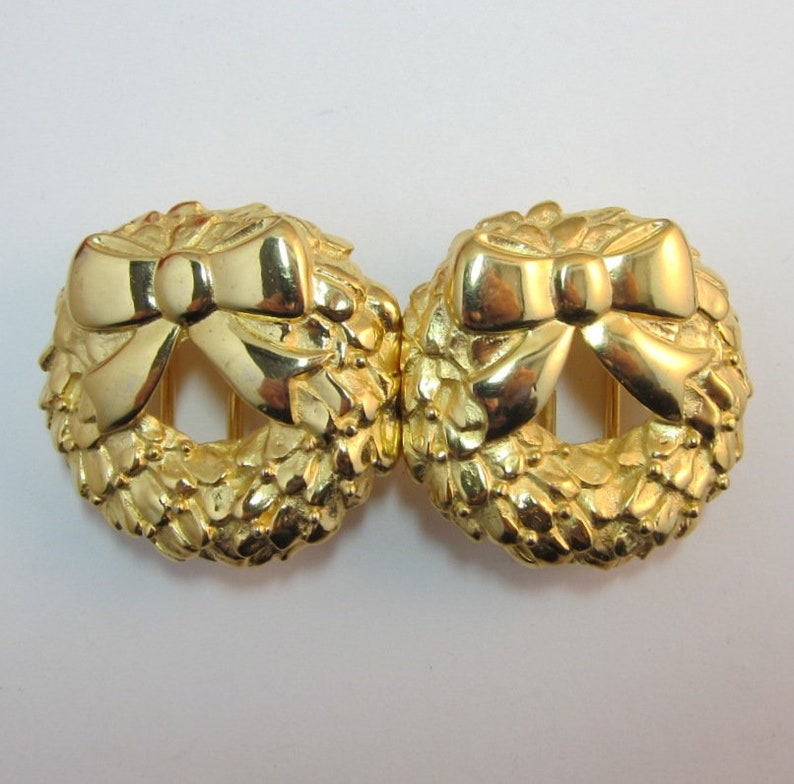 Vintage Paquette Christmas Wreath Belt Buckle First Class Shipping Free U.S