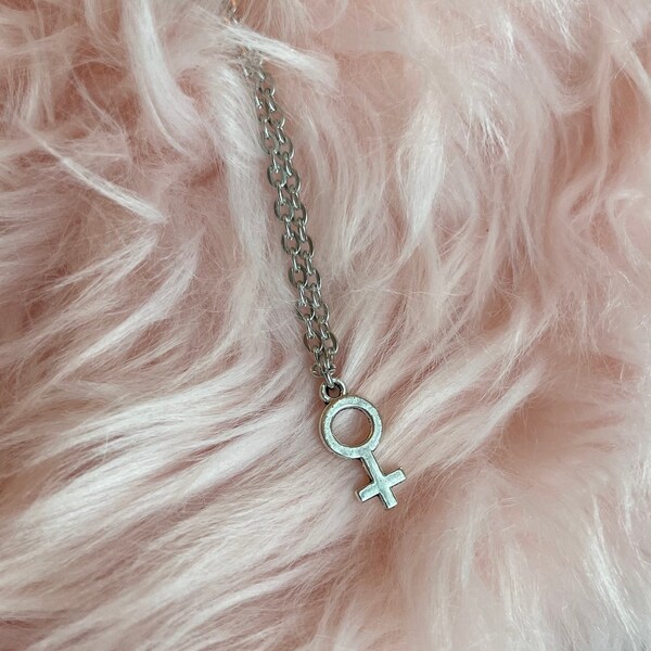 Dainty Venus Symbol Necklace ~ Girl Power Female Symbol Jewelry ~ stainless steel minimalist jewelry