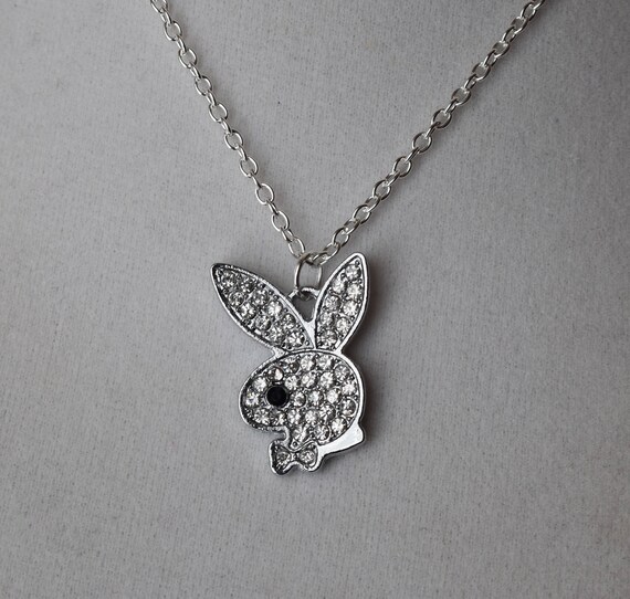 Rhinestone playboy bunny necklace clearance