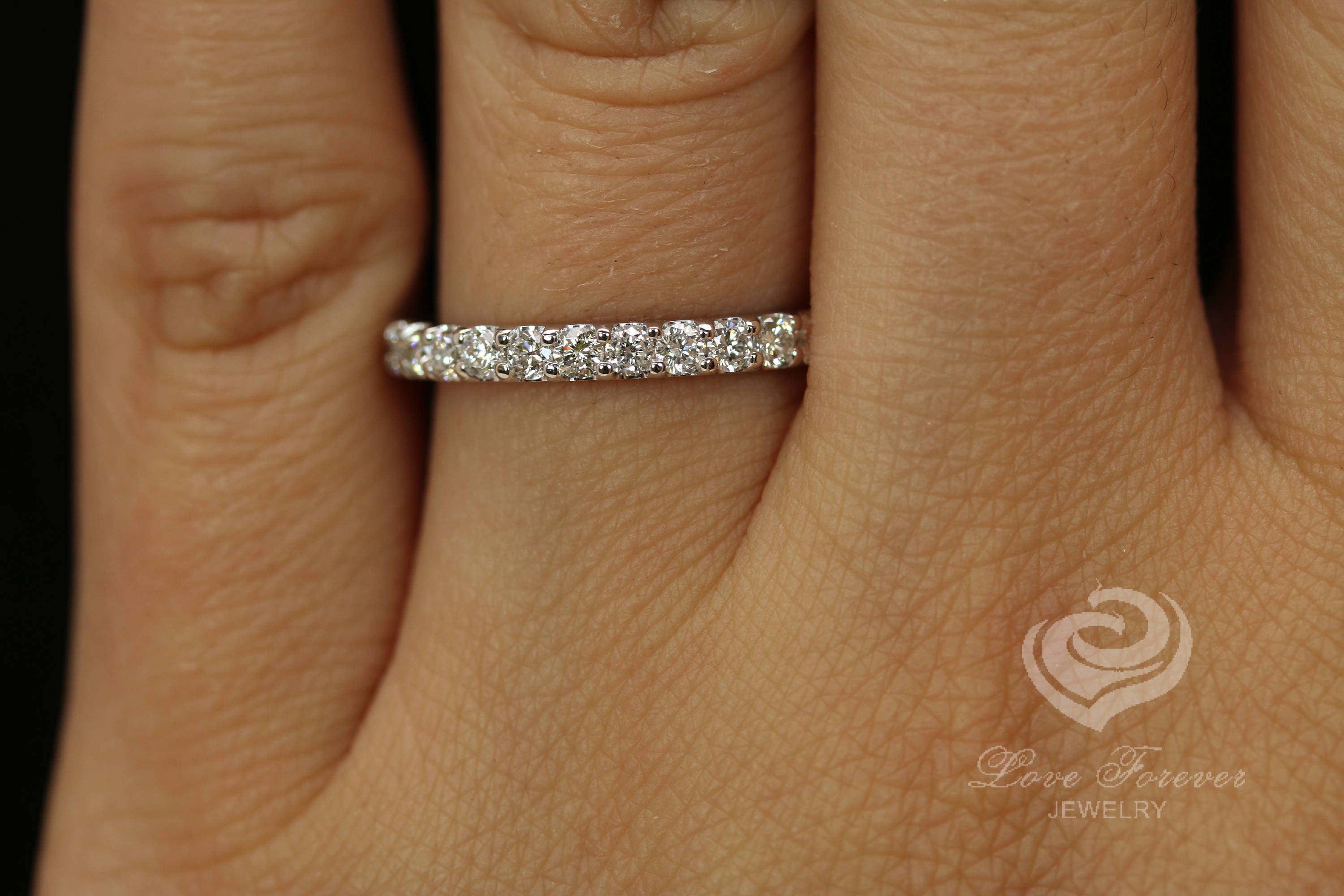 White Gold Wedding Band Half Eternity Wedding Band in 14k Etsy