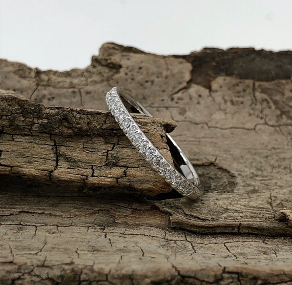 14k White Gold Diamond Band Diamond Ring Half Eternity 0.25 | Etsy