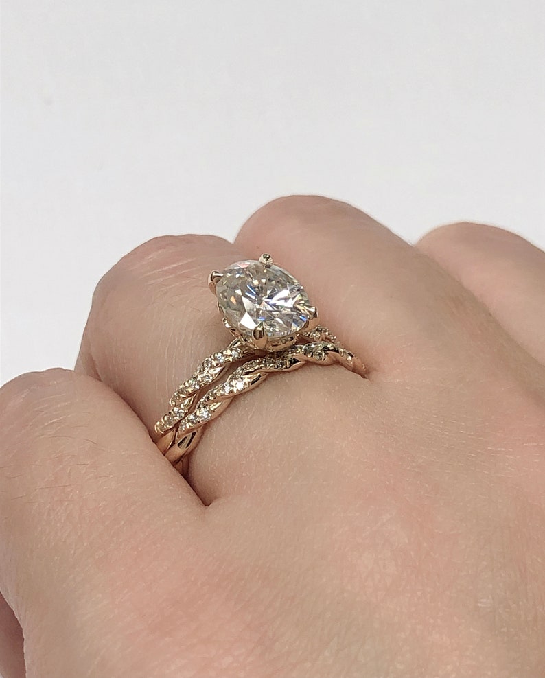 Oval Bridal Set in 14k Yellow Gold 2 CT Oval Cut Engagement - Etsy
