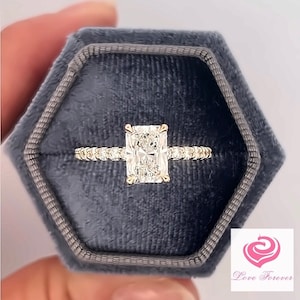 2 Carats F Color IGI Certified Radiant Cut Lab Grown Diamond Engagement Ring, 14k Yellow Gold Radiant Cut Diamond Solitaire Engagement Ring