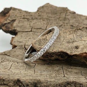 14k White Gold Diamond Band Diamond Ring 0.28 Carats Half Eternity Matching Band Promise Ring Wedding Band Anniversary Ring