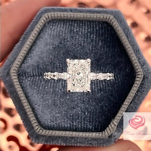 2.76 Carats E Color VS2 IGI Certified Radiant Cut Lab Grown Diamond 14k White Gold Engagement Ring, Radiant Cut Diamond Solitaire