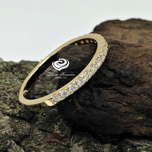 14k Gold Diamond Band Diamond Ring 0.28 Carats Half Eternity Matching Band Wedding Band Anniversary Ring (Other Metals Available)