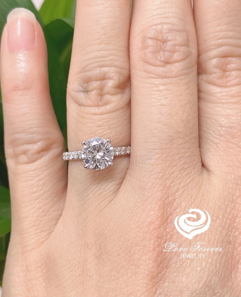 1.25 CT Round Cut Engagement Ring 14k White Gold Forever One Etsy