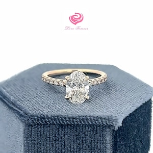2 Carats E Color Lab Grown Diamond Engagement Ring, Oval Cut Diamond Solitaire Engagement Ring, 14K Yellow Gold Diamond Engagement Ring