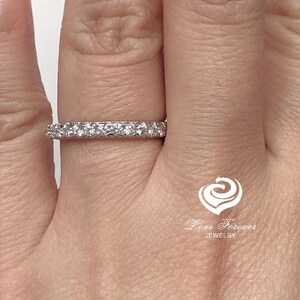 White Gold Wedding Band, White Gold Diamond Band, Diamond Wedding Band, Moissanite Wedding Band, Milgrain Band, Stackable Band