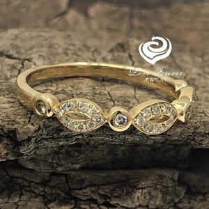 Diamond Band 14k Gold Diamond Band Stackable Matching Band 0.20 Carats Diamond Half Eternity Wedding Band Promise Ring