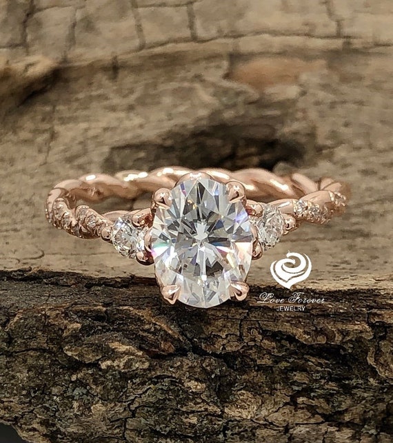 Rose engagement ring etsy deals