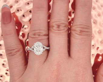 2.61 Carats Oval Cut E Color VS1 Lab Grown Diamond Engagement Ring, 14k White Gold Diamond Wedding Ring, Lab Grown Diamond Anniversary Ring