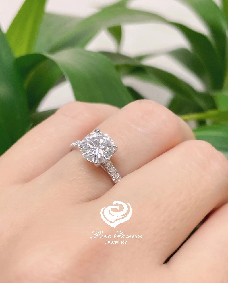 1.25 CT Round Cut Engagement Ring 14k White Gold Forever One Etsy