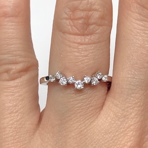 Diamond Curved Wedding Band in 14k White Gold, Diamond Wedding Band, Curved Band, Wedding Band, Curved Diamond Band
