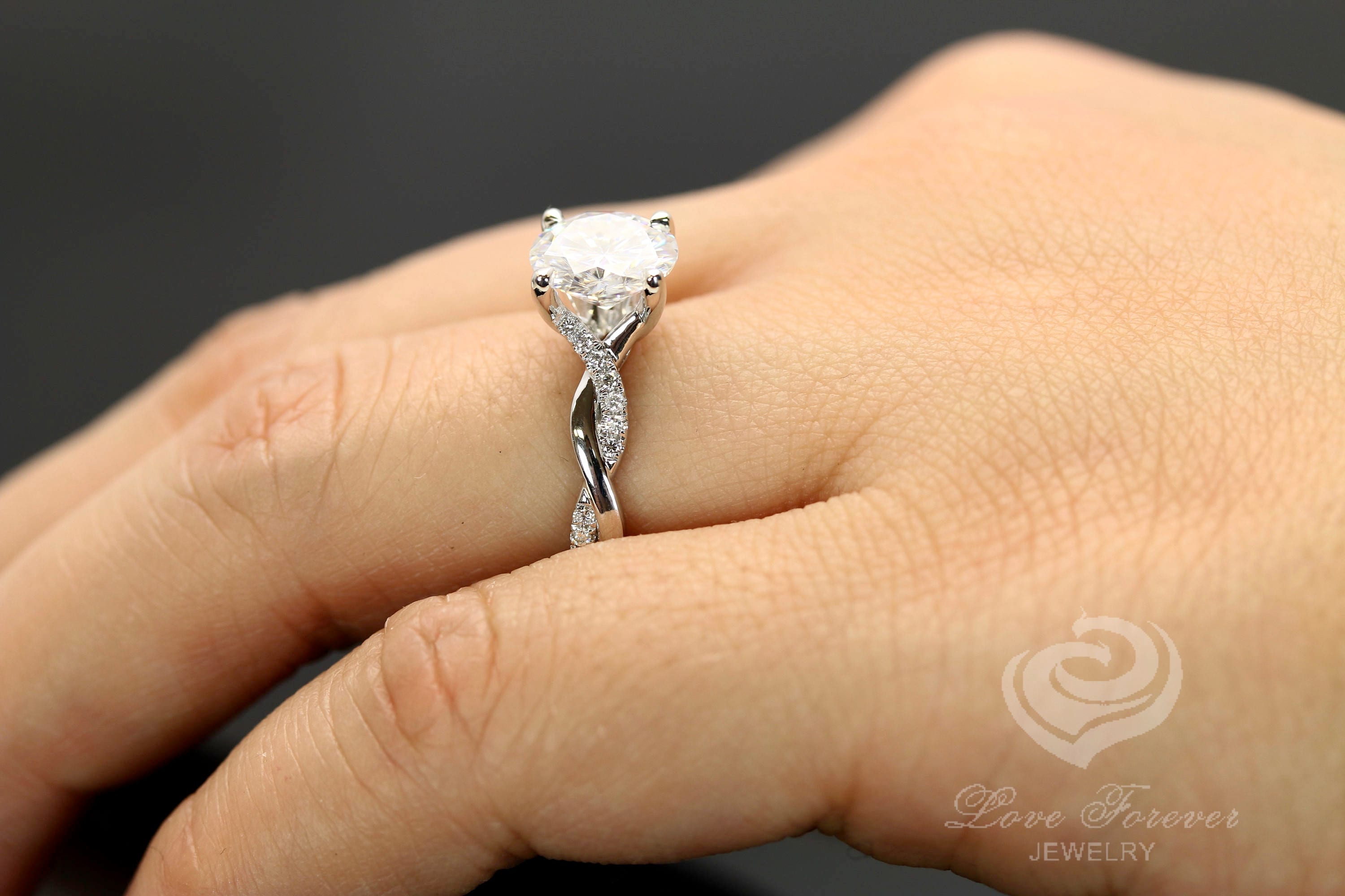 2 CT Round Engagement Ring Diamond Engagement Ring 14k White Etsy