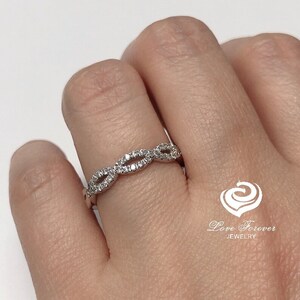 14k Gold Diamond Ring Diamond Band 0.19 Carats Infinity Twisted Diamond Matching Band Promise Ring Wedding Band Anniversary Ring