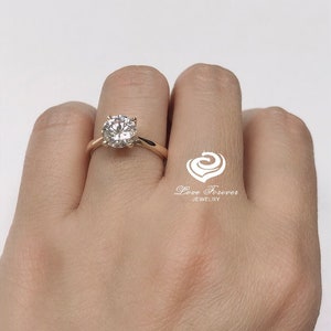 14k Gold Solitaire Ring Engagement Ring Forever One Moissanite Certified 6mm/0.75ct D-F Color Round Cut Moissanite Ring Anniversary Ring