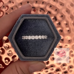 Lab Grown Diamond Full Eternity 14k witgouden trouwring, Lab Grown Diamond Anniversary Eternity Band, rond geslepen diamanten trouwring