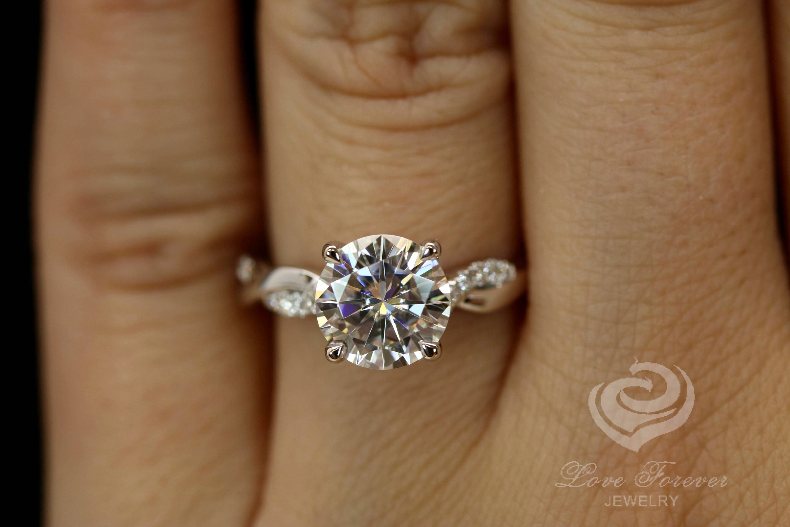 2 CT Round Engagement Ring Diamond Engagement Ring 14k White Etsy