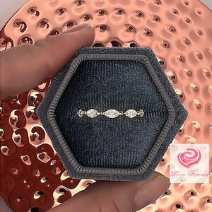 14k Yellow Gold Lab Grown Diamond Wedding Band, Lab Grown Diamond Half Eternity Wedding Band, Marquise Cut Lab Grown Diamond Wedding Band