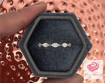 Aliança de casamento com diamante cultivado em laboratório em ouro amarelo 14k, aliança de casamento meia eternidade com diamante cultivado em laboratório, aliança de casamento com diamante cultivado em laboratório com corte Marquise