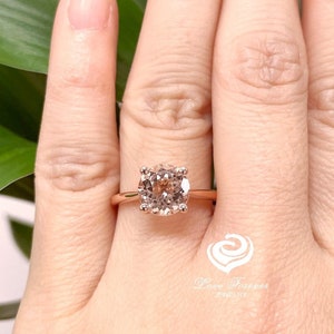 14k Rose Gold Solitaire Ring Engagement Ring Morganite Ring 8mm/1.90 Carats Round Cut Morganite 4 Prongs Ring Wedding Ring Anniversary Ring