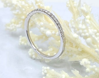 14kt Solid Gold Thin Diamond Micropave Matching Band 0.15cts Diamond Matching Wedding Band Dainty Pave Ring