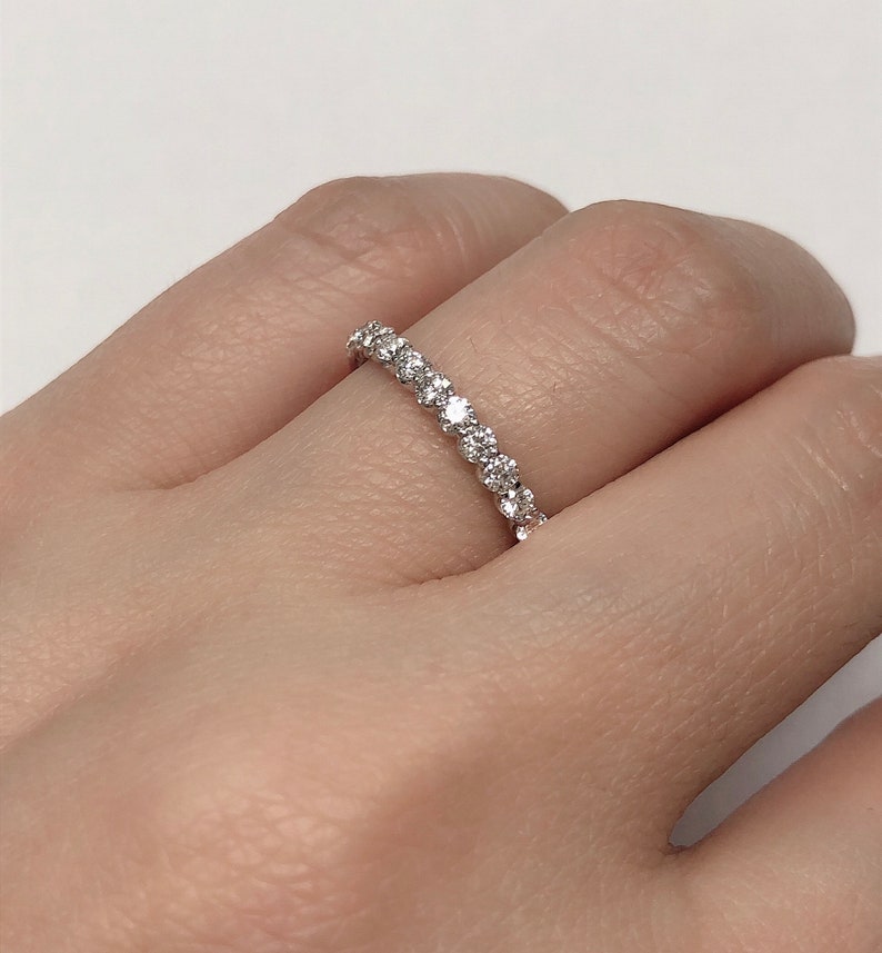 Diamond Half Eternity Wedding Band White Gold Stackable Etsy