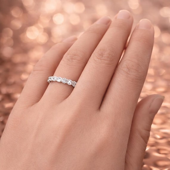 ラボグロウンダイヤモンドフルエタニティリング、14Kゴールド結婚指輪 