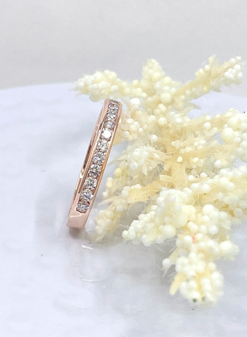 Channel Set Wedding Band in 14k Rose Gold, Channel Set Round Cut Band ...