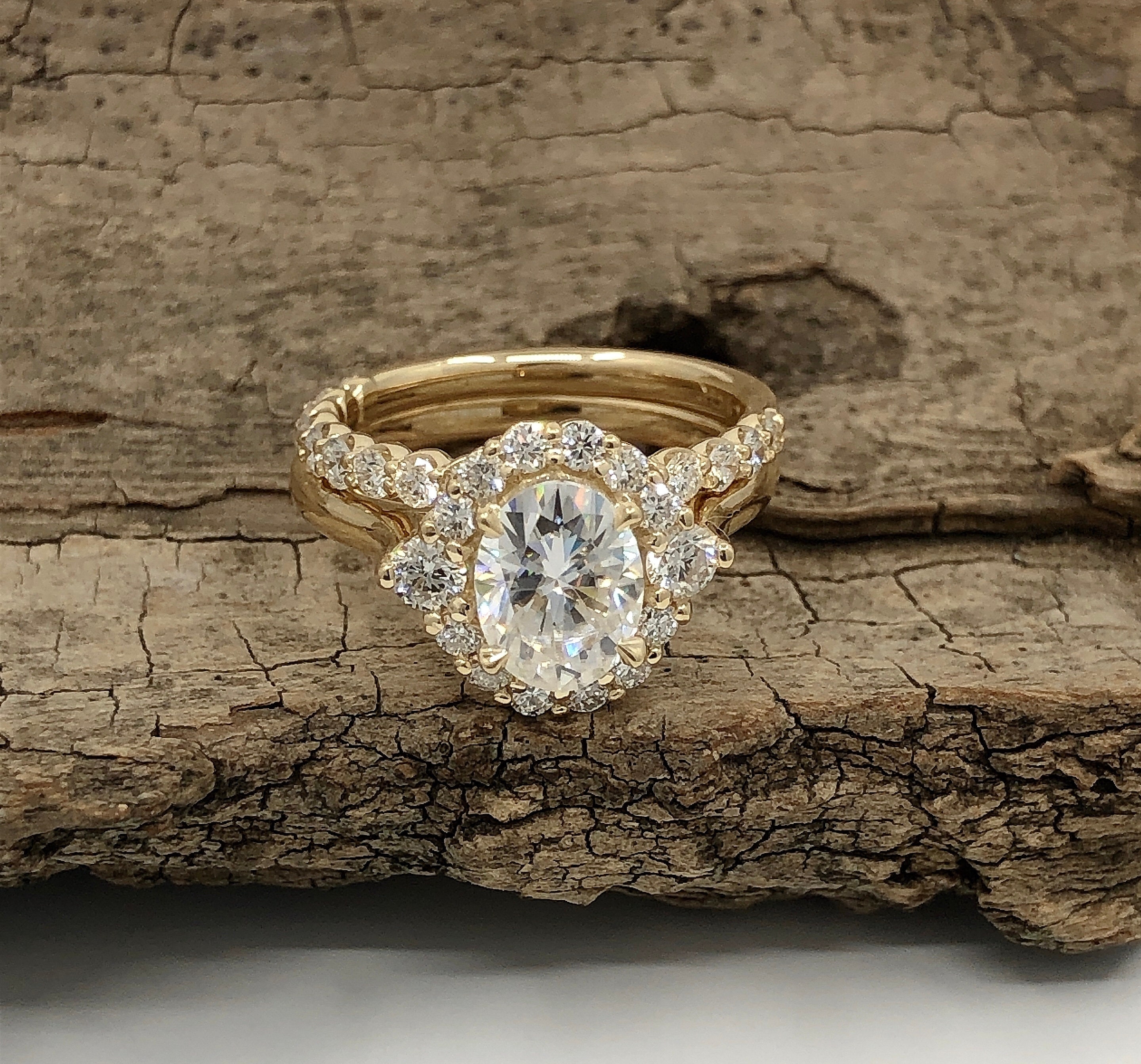 14k Yellow Gold Bridal Set Wedding Set Certified 8x6mm/1.52ct Etsy