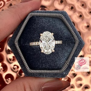 4.50 Carats Oval Cut Diamond Engagement Ring, 14k Yellow Gold Lab Grown Diamond Wedding Ring, Diamond Hidden Halo Ring, Anniversary Ring