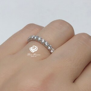 White Gold Eternity Band in 14k, Diamond Wedding Band, Stackable Band, Moissanite Wedding Band, U Prongs Wedding Band, Anniversary Band