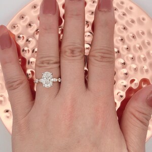 2.5 Carats Oval Cut Lab Grown Diamond 14k Two Tone Engagement Ring, Hidden Halo Diamond Wedding Ring, Oval Lab Grown Diamond Ring