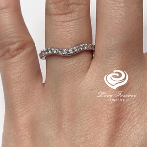 14k witgouden diamanten ring diamanten band gebogen bijpassende band 0,40 karaat diamant halve eeuwigheid stapelbare ring verjaardag ring trouwring