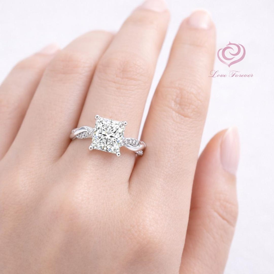 2 Carat Princess Cut Lab Grown Diamond Engagement Ring IGI Certified ...