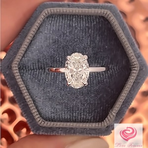 2 Carat Oval Lab Grown Diamond IGI Certified 14k White Gold Engagement Ring Hidden Halo Diamond Ring Oval Cut Wedding Ring Hidden Halo Ring