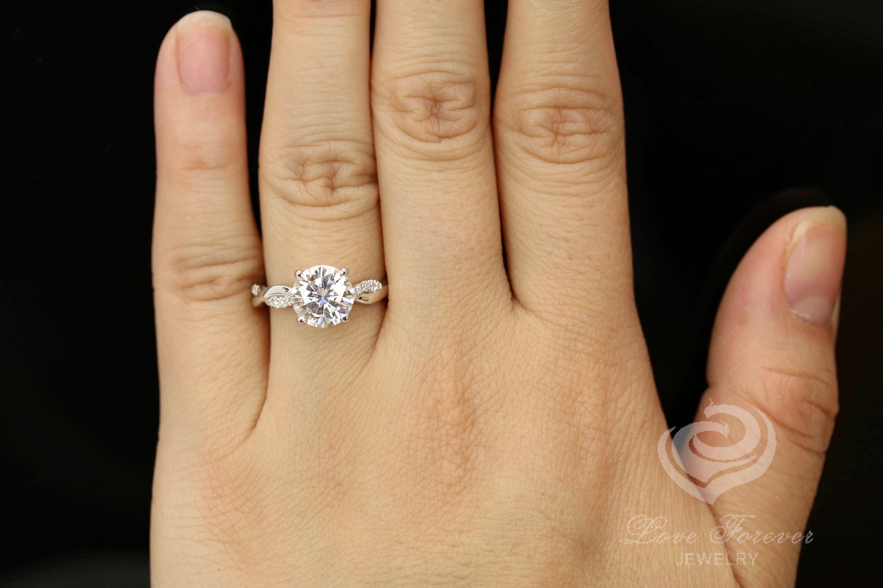 2 CT Round Engagement Ring Diamond Engagement Ring 14k White Etsy