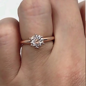 Rose Gold Morganite Engagement Ring in 14k, Morganite Solitaire Ring, Morganite Wedding Ring, Morganite Bridal Ring , Unique Ring