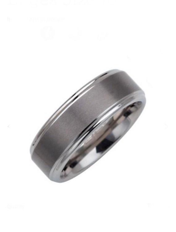 Tungsten 8 mm Satin Finished Band with Ridged Edge Band Tungsten 8 mm Satin Finished Band with Ridged Edge Band