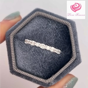 Marquise and Round Cut Lab Grown Diamond Band EF/VS1 Lab Created Diamond Wedding Band Half Eternity Band Matching Stackable Wedding Band