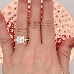 3.50 Carats Princess Cut Lab Grown Diamond Engagement Ring 14k Yellow Gold, Lab Grown Diamond Wedding Ring, IGI Certified Engagement Ring