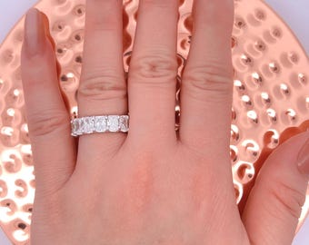 4.70 Carats Radiant Cut Lab Grown Diamond Wedding Band 14k White Gold, Radiant Cut Diamond Band, Diamond Wedding Band,Lab Grown Diamond Band