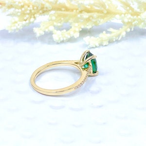 2 CT Oval Cut Engagement Ring 14k Yellow Gold Green - Etsy