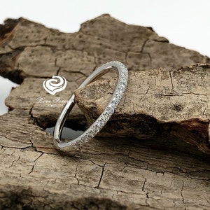 14k White Gold Matching Band, Diamond Wedding Band, Half Eternity Wedding Band, Dainty Pave Band, Stackable Band