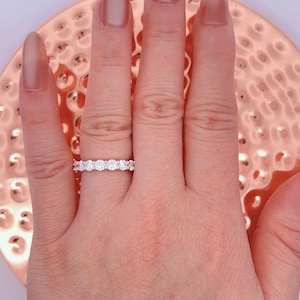 2 Carats Lab Grown Diamond Wedding Band, 3/4 Eternity Diamond Band, U Prongs 14k White Gold Round Cut Diamond Band, Anniversary Band