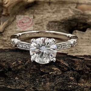 1.25 CT Forever One Moissanite White Gold Engagement Ring 14k, Round Cut Moissanite Engagement Ring, Simulated Diamond Wedding Ring